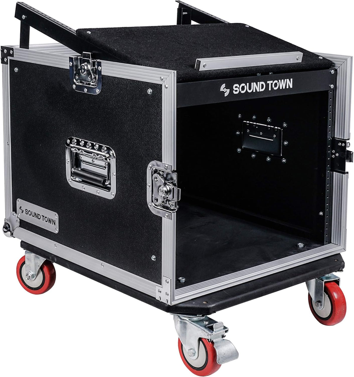 8U PA DJ Pro Audio Rack Road Case with 13U Slant Mixer Top and Casters N839