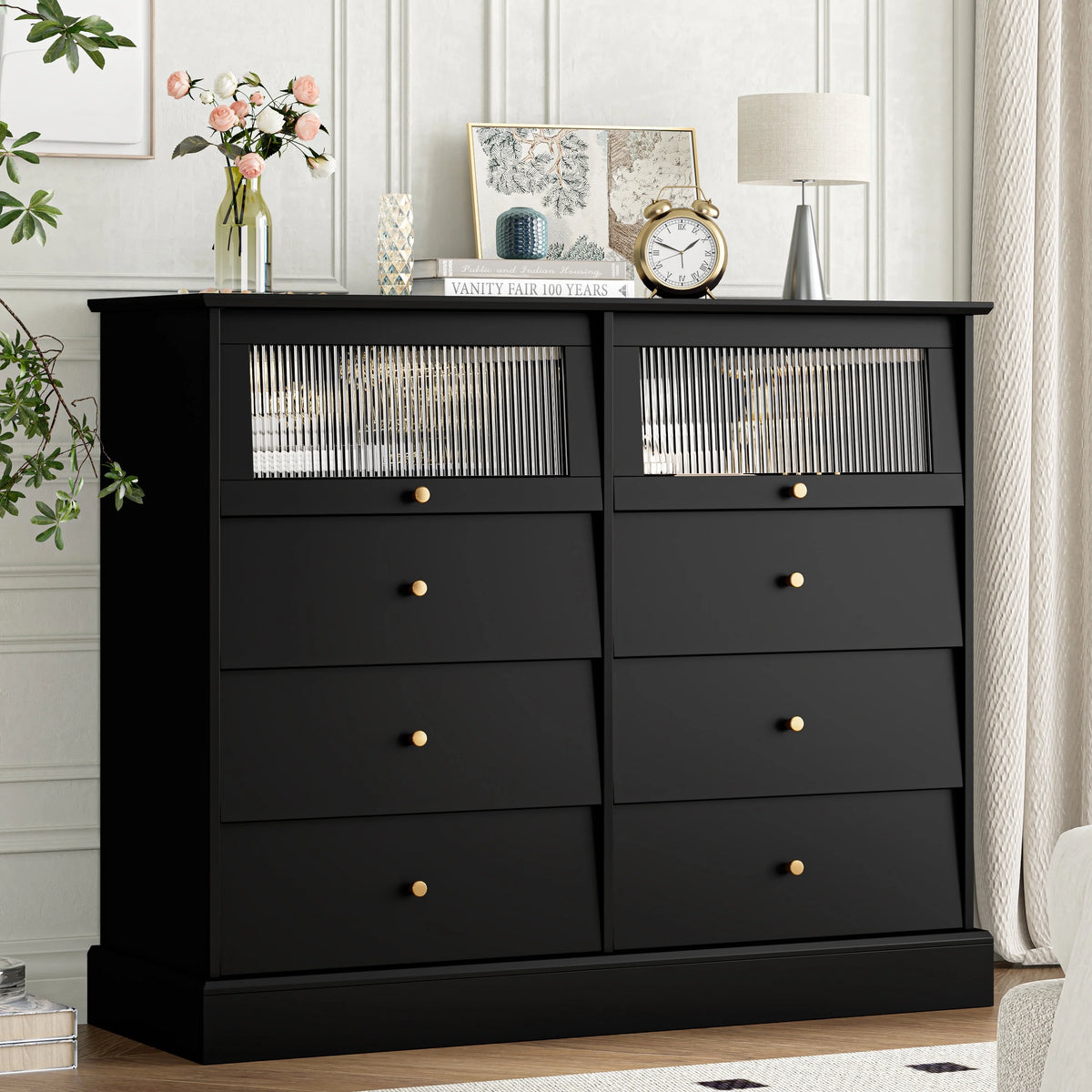 Black 8 Drawer Wood Dresser Y41243