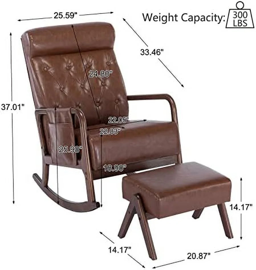 Mid-Century Upholstered Glider Rocker with Ottoman R610032