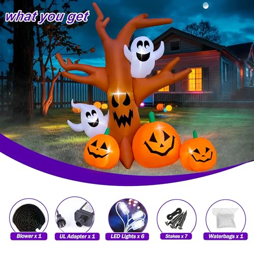 8 Ft Halloween Inflatable Dead Tree with Ghosts Pumpkins R281380