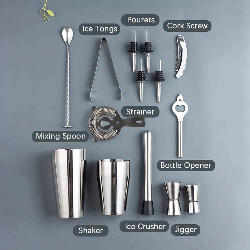 14 Pc Bartender Kit Cocktail Shaker Set O166