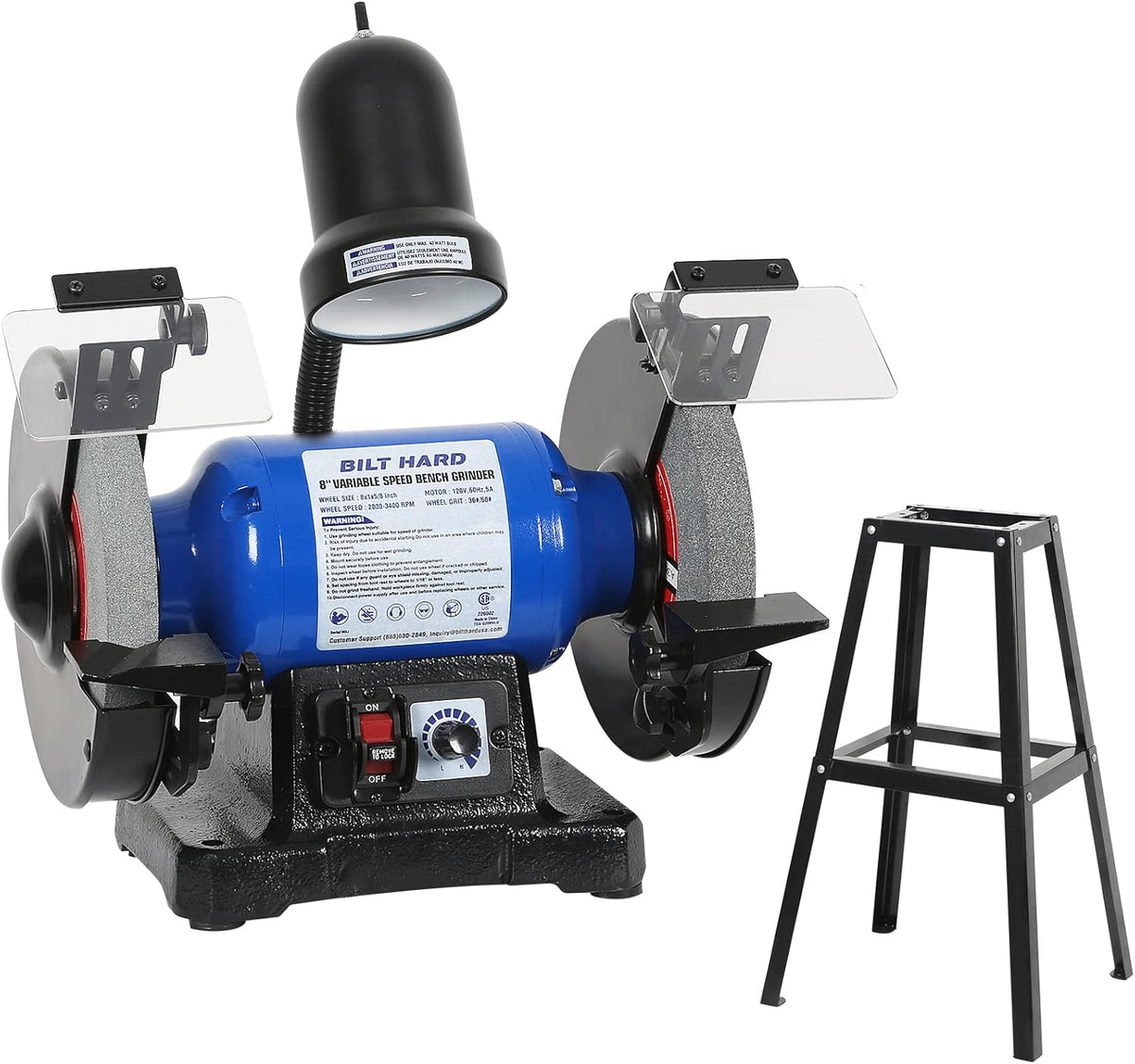 5-Amp 8-inch Bench Grinder with Work Light L50278