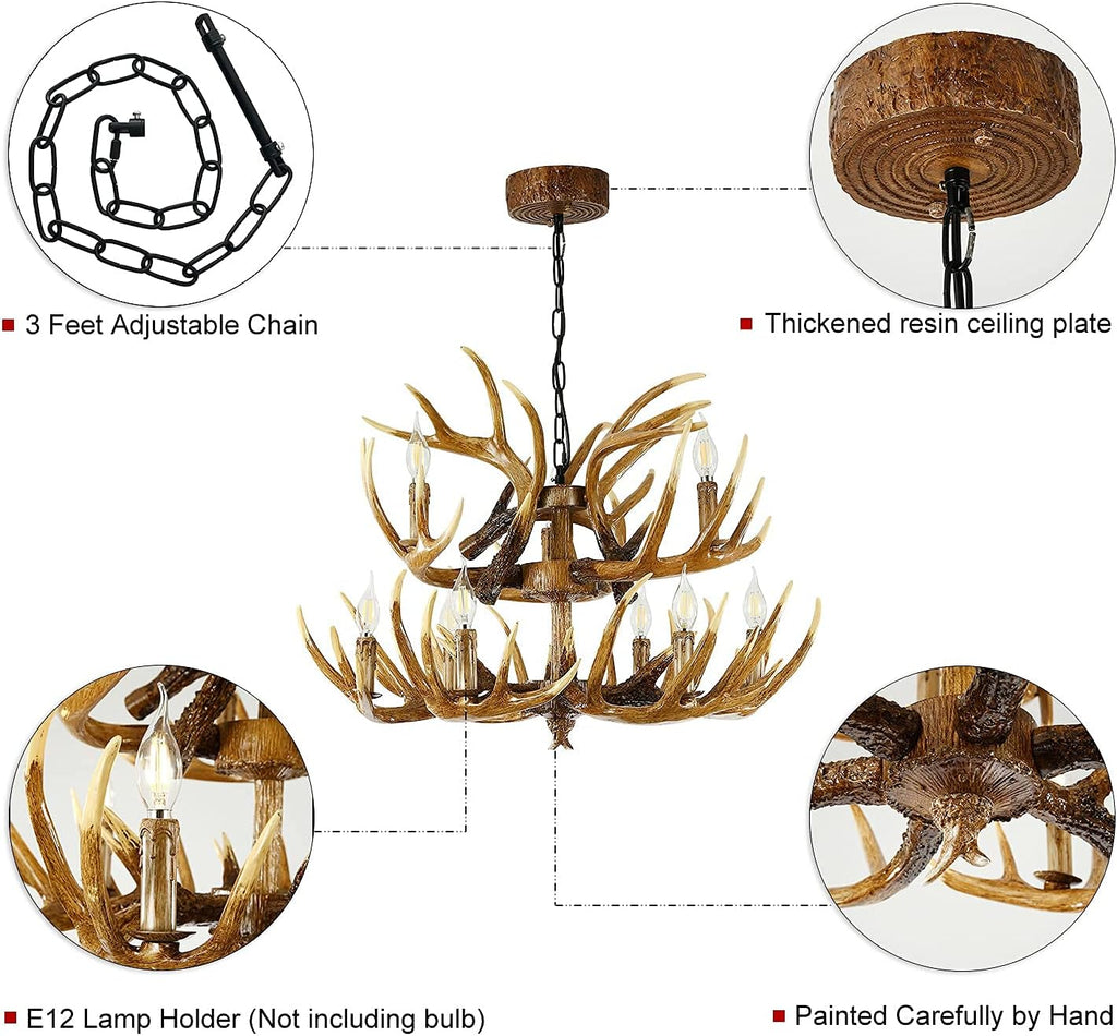 Antler Chandelier 9 Lights E12 Base I3893