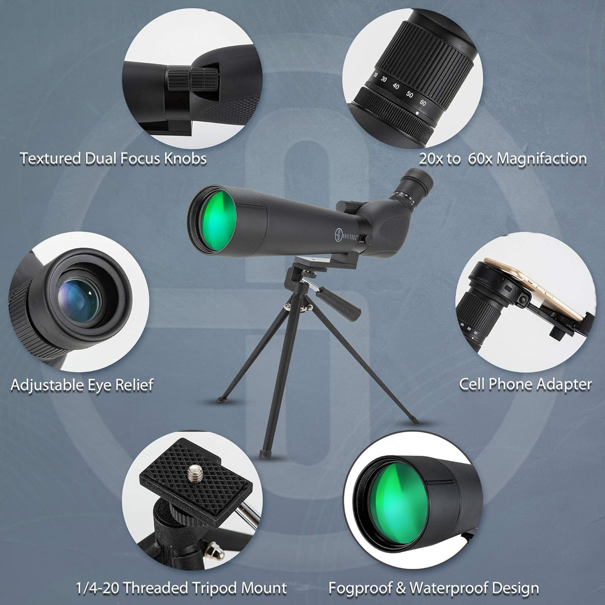 20-60x80mm HD Spotting Scope with Tripod and Carry Case Q887217