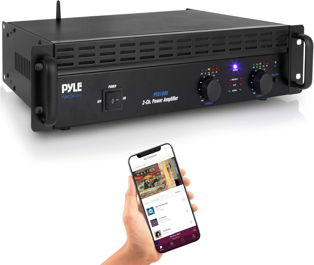 2-Channel Bluetooth Power Amplifier, 2000W Bridgeable Rack Mount Pro Audio Receiver U140