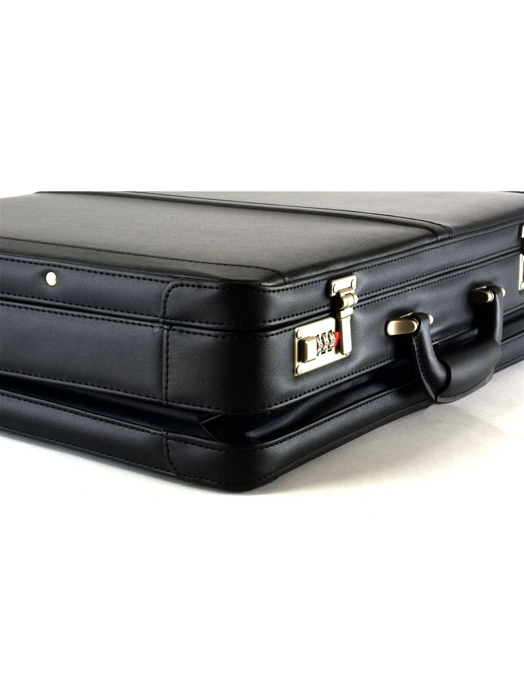Expandable Leather Attache Briefcase Combination Locks Hard Case L3166