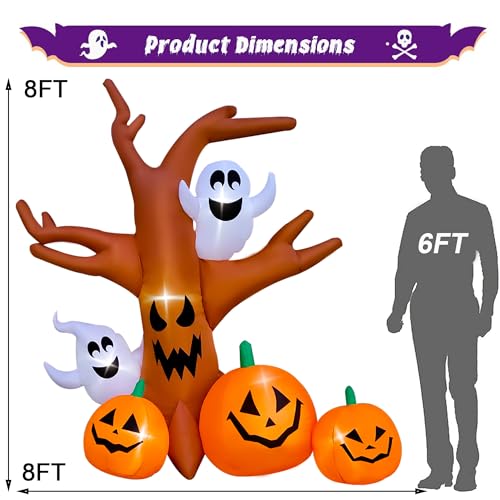 8 Ft Halloween Inflatable Dead Tree with Ghosts Pumpkins R281380