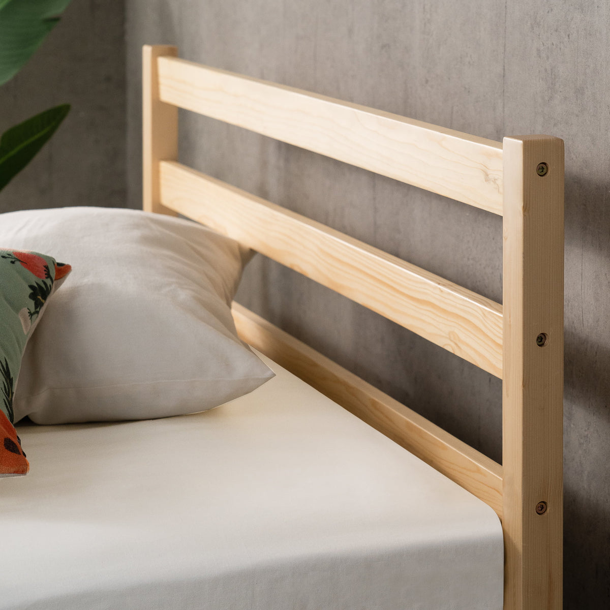King Wood Platform Bed Frame with Headboard J90711