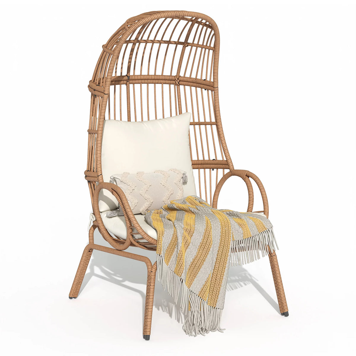 Oversized Wicker Egg Chair with Steel Frame P580