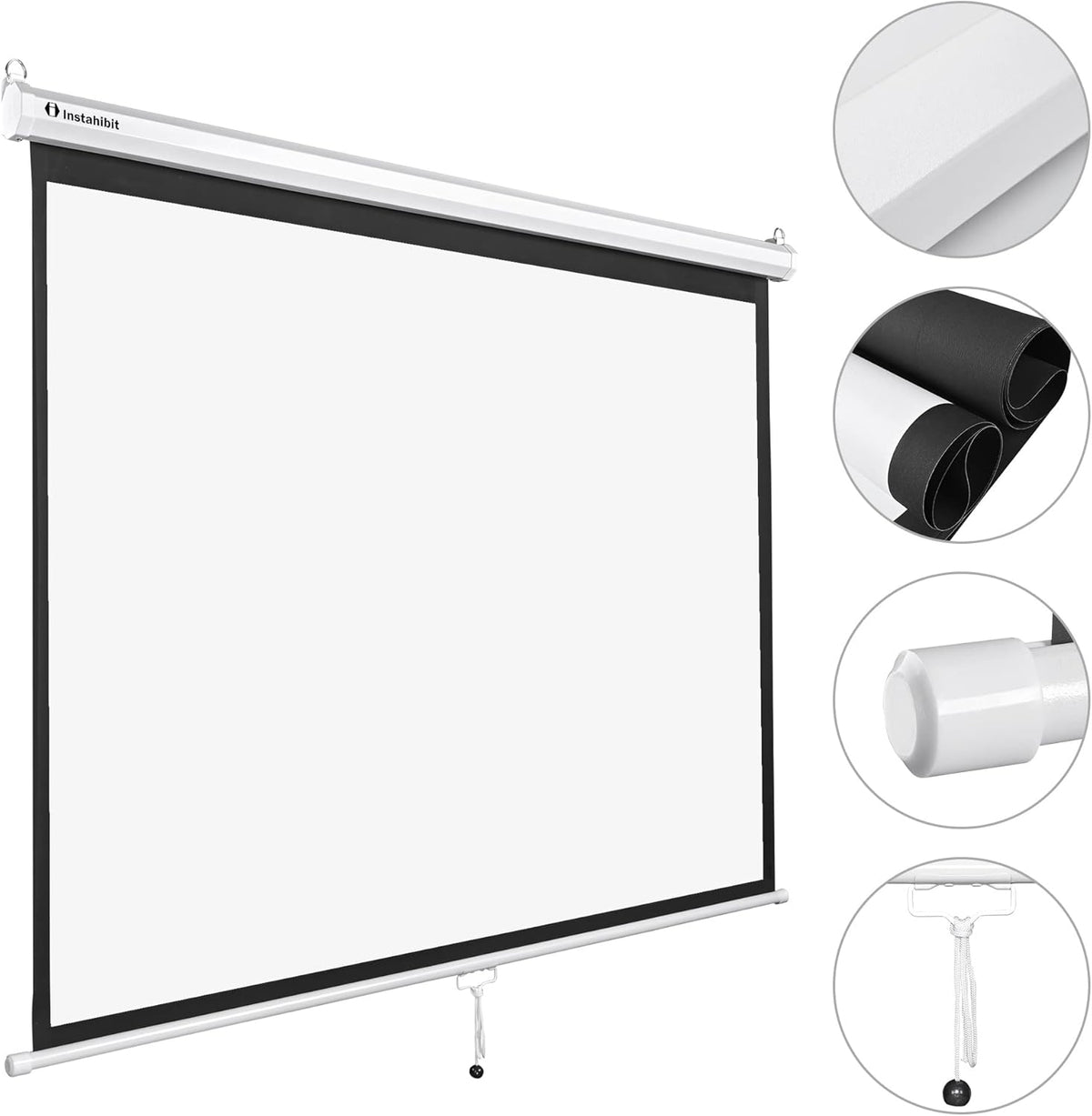72" Diagonal 4:3 Manual Pull Down Projection Screen Matte White M66410