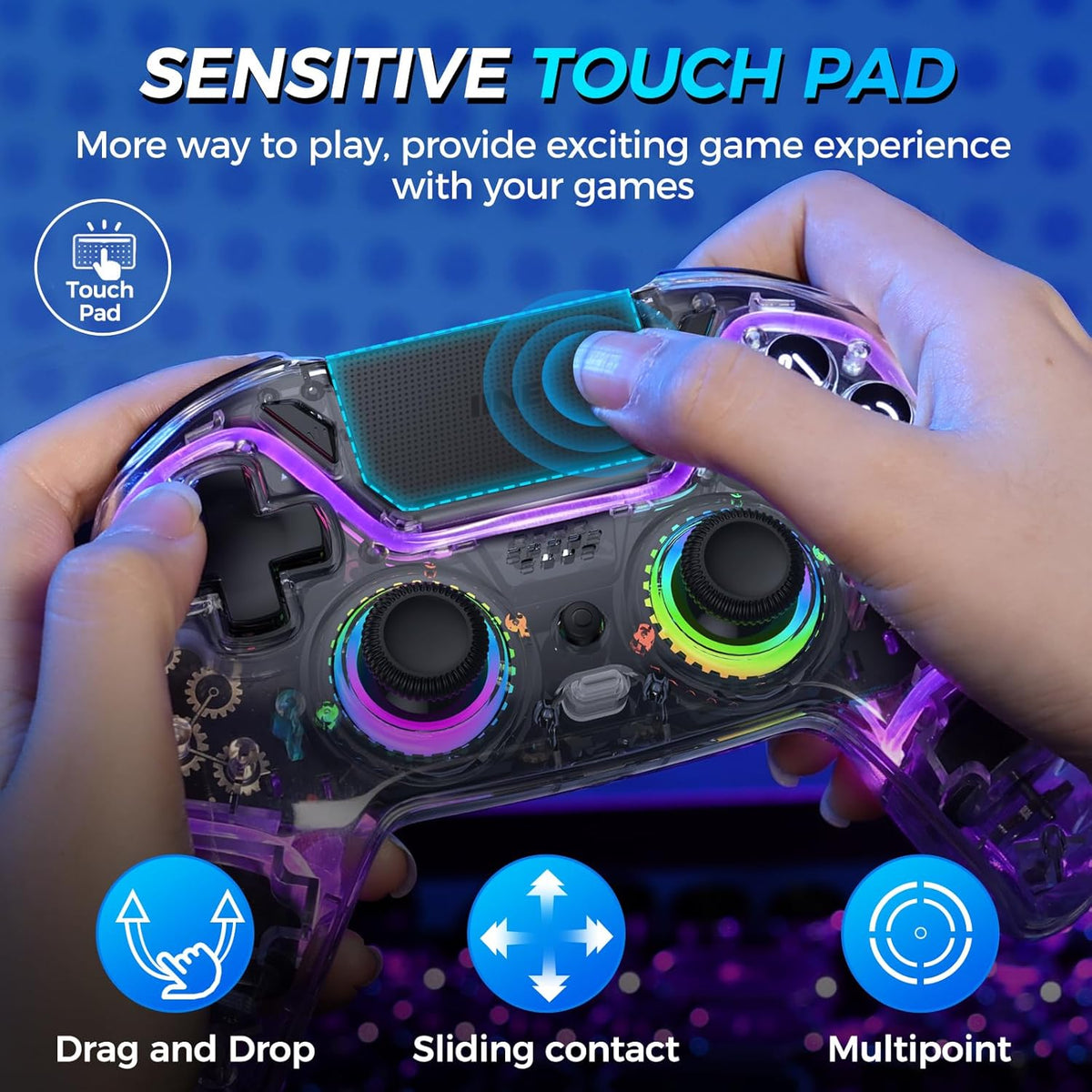 Wireless Controller for PS4 with Hall Effect Joysticks and Triggers H706