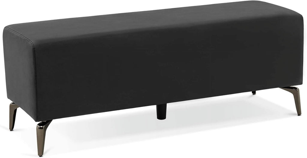 Black Faux Leather Waiting Room Bench S594091