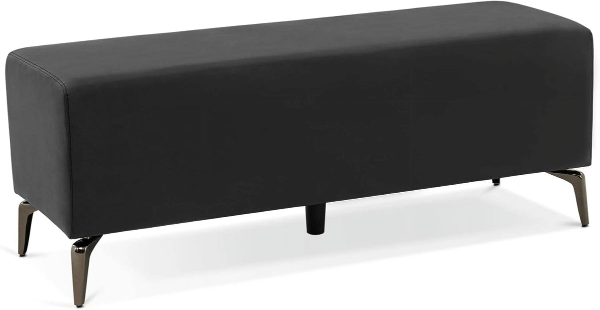 Black Faux Leather Waiting Room Bench S594091