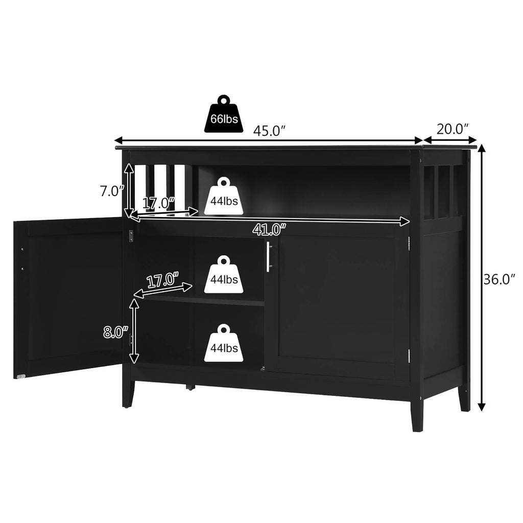 Black 2 Doors Kitchen Sideboard Cabinet N530