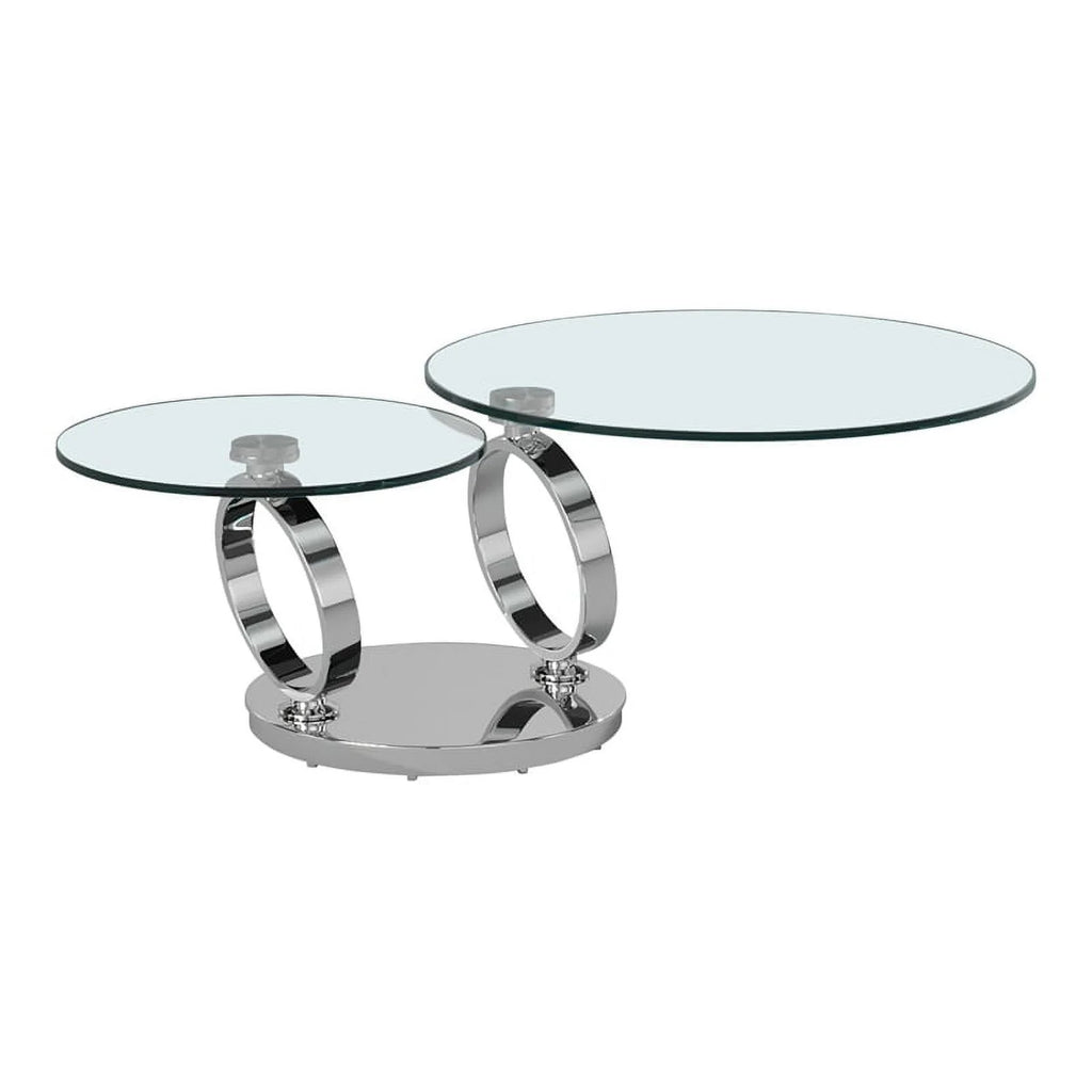 Glass Top Coffee Table with Round Base in Chrome H757