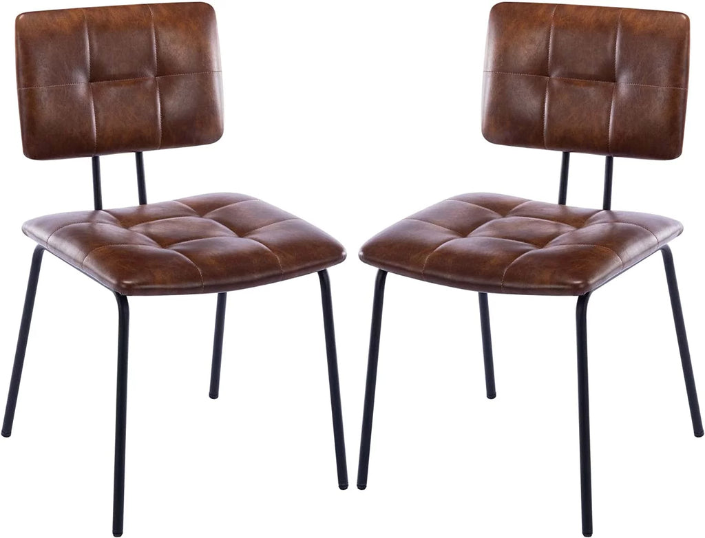 Faux Leather Upholstered Dining Chairs Set of 2 with Metal Legs B32367