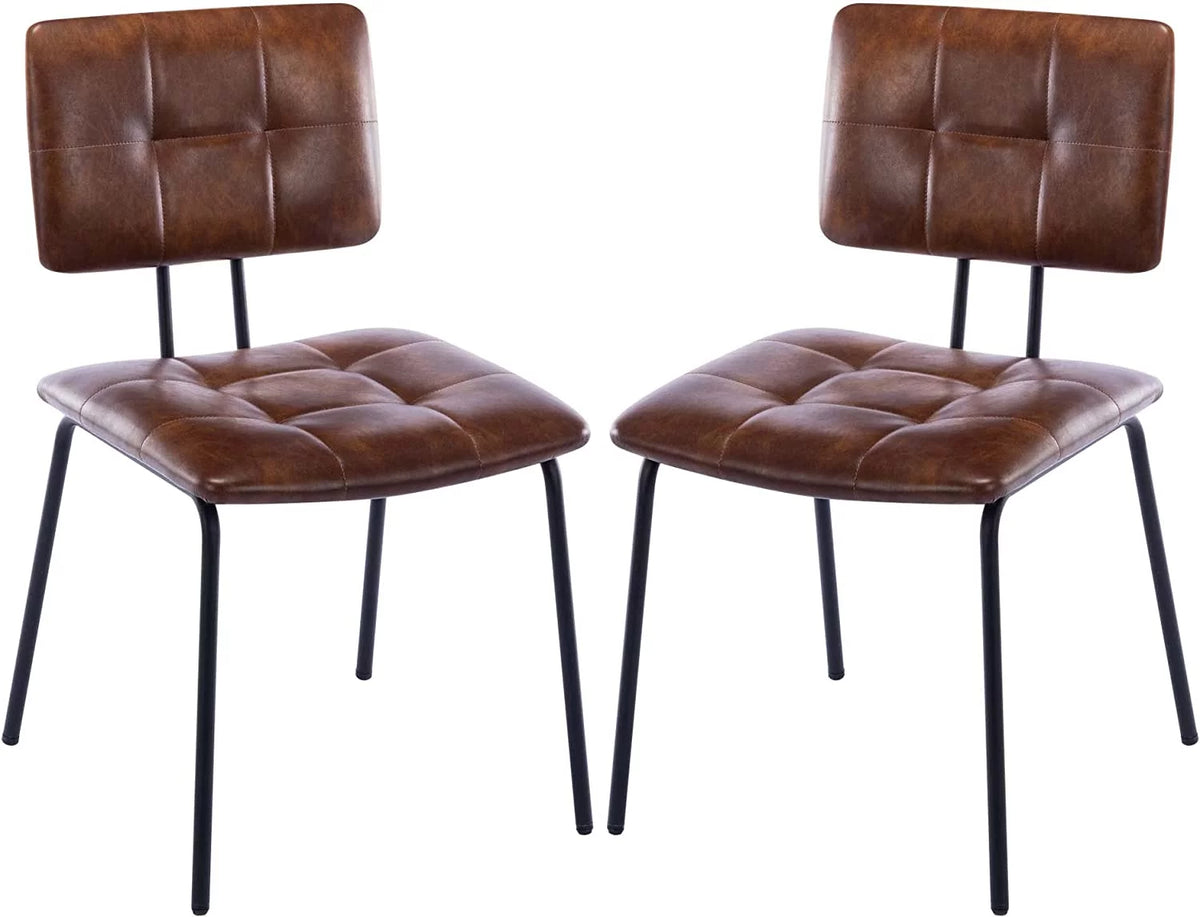 Faux Leather Upholstered Dining Chairs Set of 2 with Metal Legs B32367