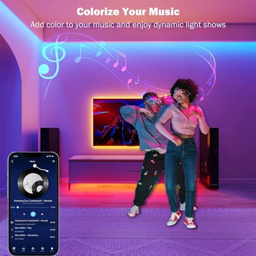 65.6 ft Bluetooth RGB Color Changing LED Strip Lights with Remote Control and Power Adapter R876