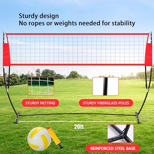 Portable Volleyball Training Net with Adjustable Heights D5305
