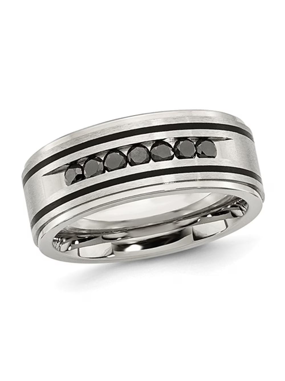 Black Diamond Stainless Steel Band Ring U997588