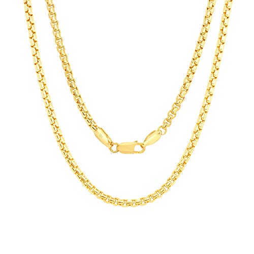 14k Yellow Gold 1.5mm Round Box Chain Venetian Link Pendant Necklace 16" 18" 20" 22" 24" 26" 28" 30" Z838
