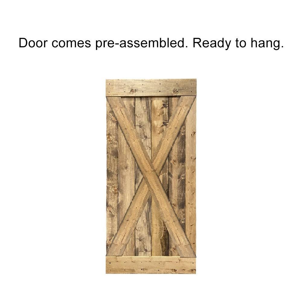 Cherry Red Stained Wood Interior Sliding Barn Door with Hardware Kit V835