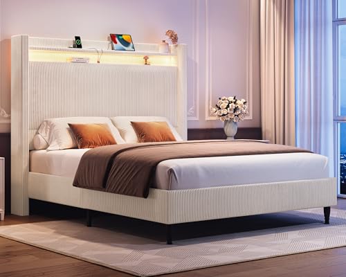 Queen Size Upholstered Platform Bed with Tall Headboard X630