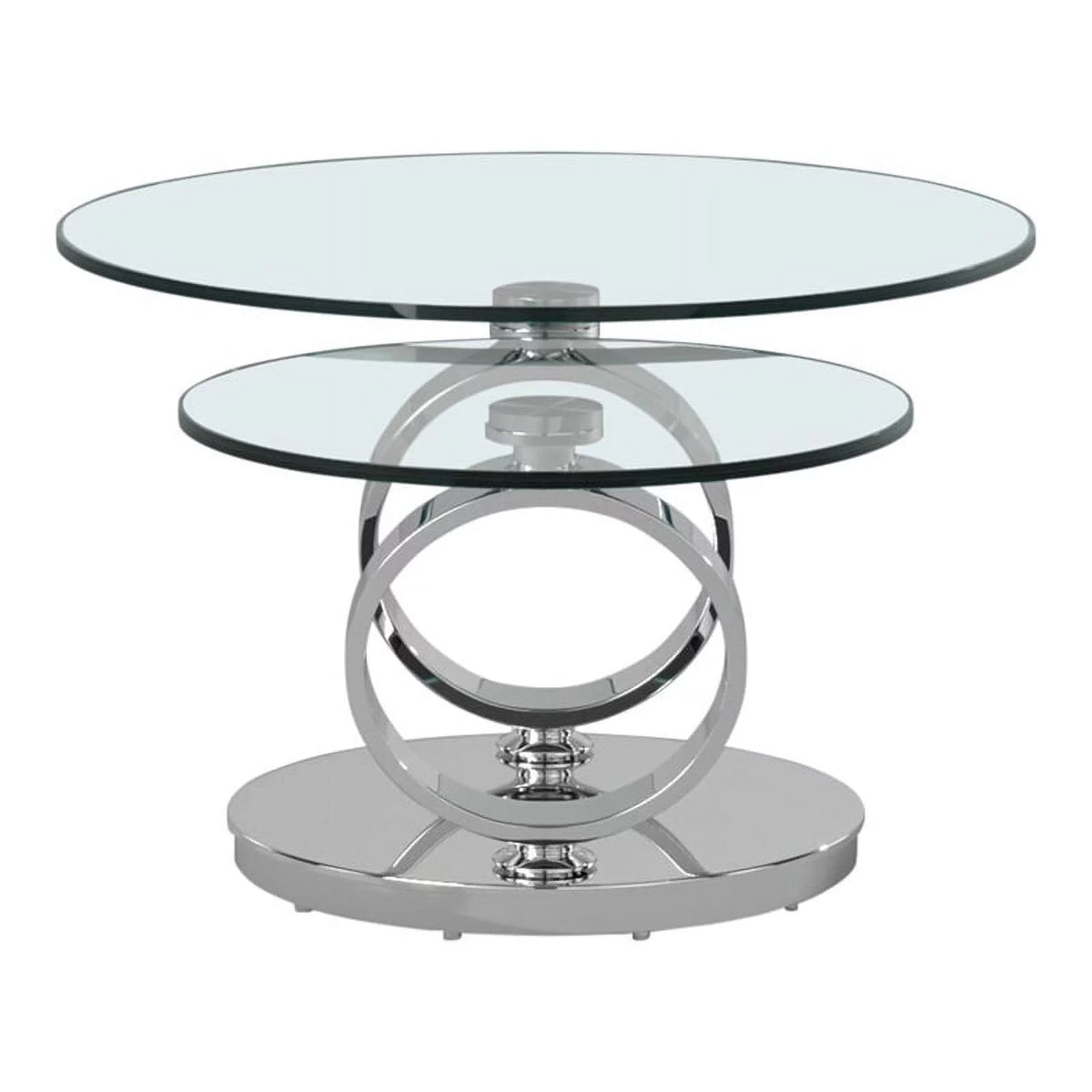 Glass Top Coffee Table with Round Base in Chrome H757
