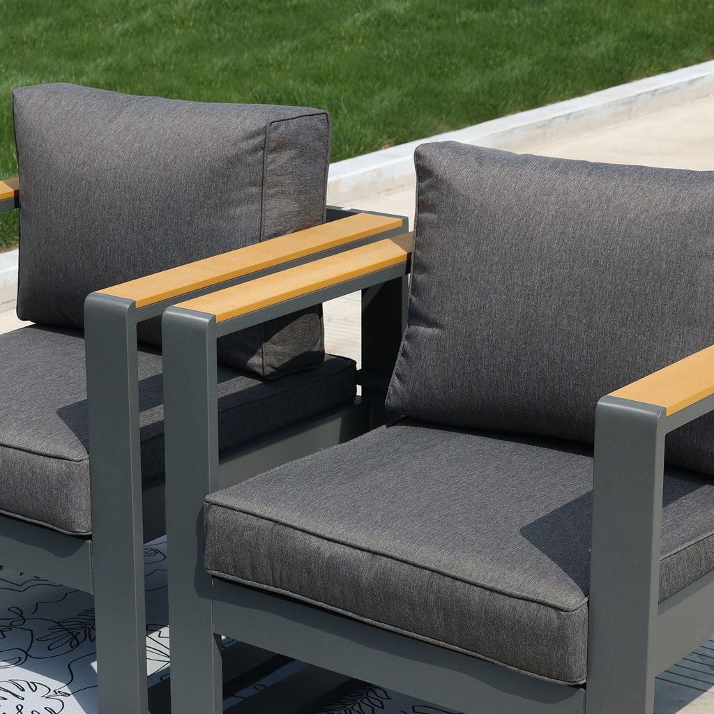 2 PCS Aluminum Outdoor Sofa with Cushions J2088