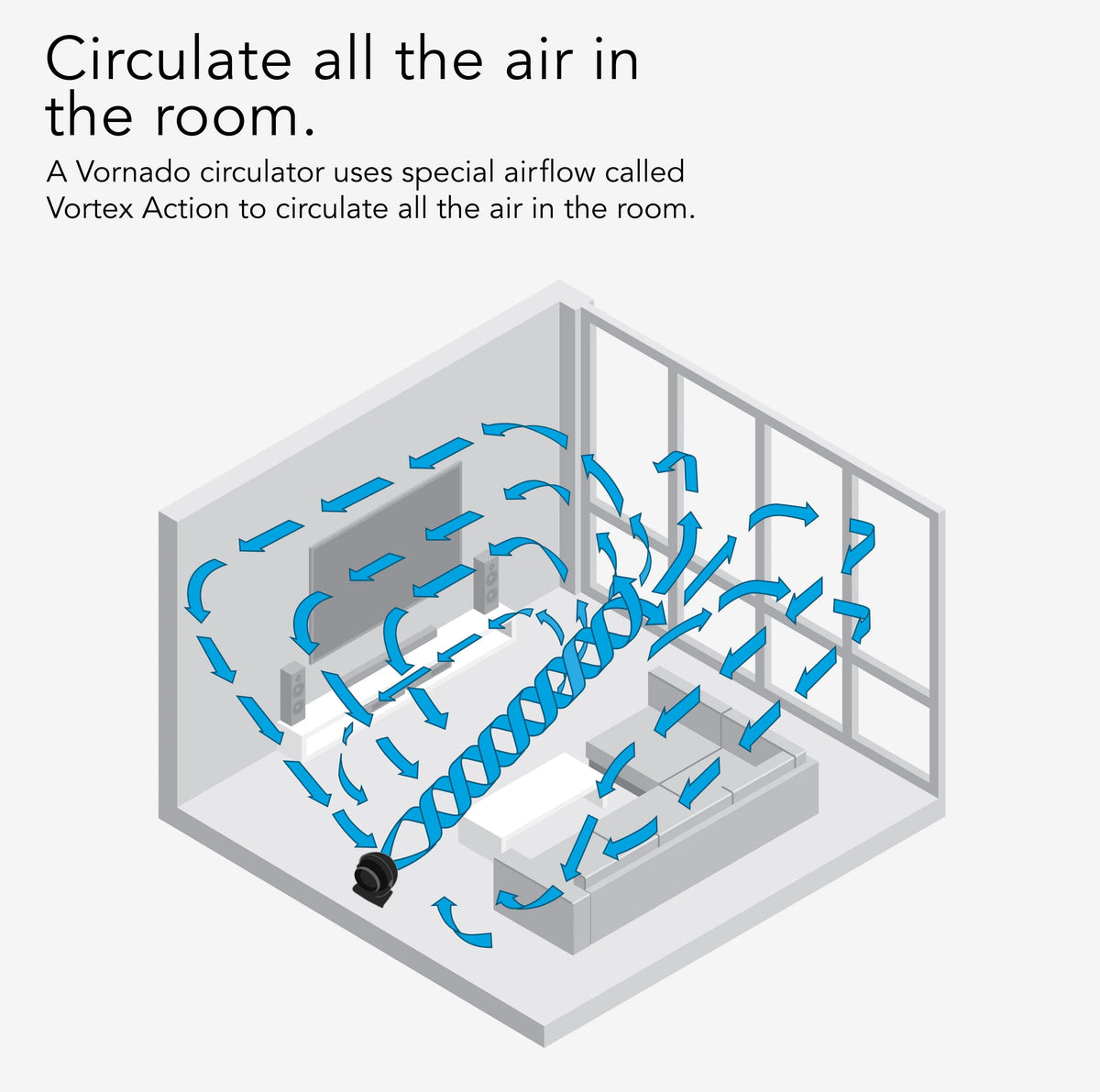 Black Whole Room Air Circulator Floor Fan I743