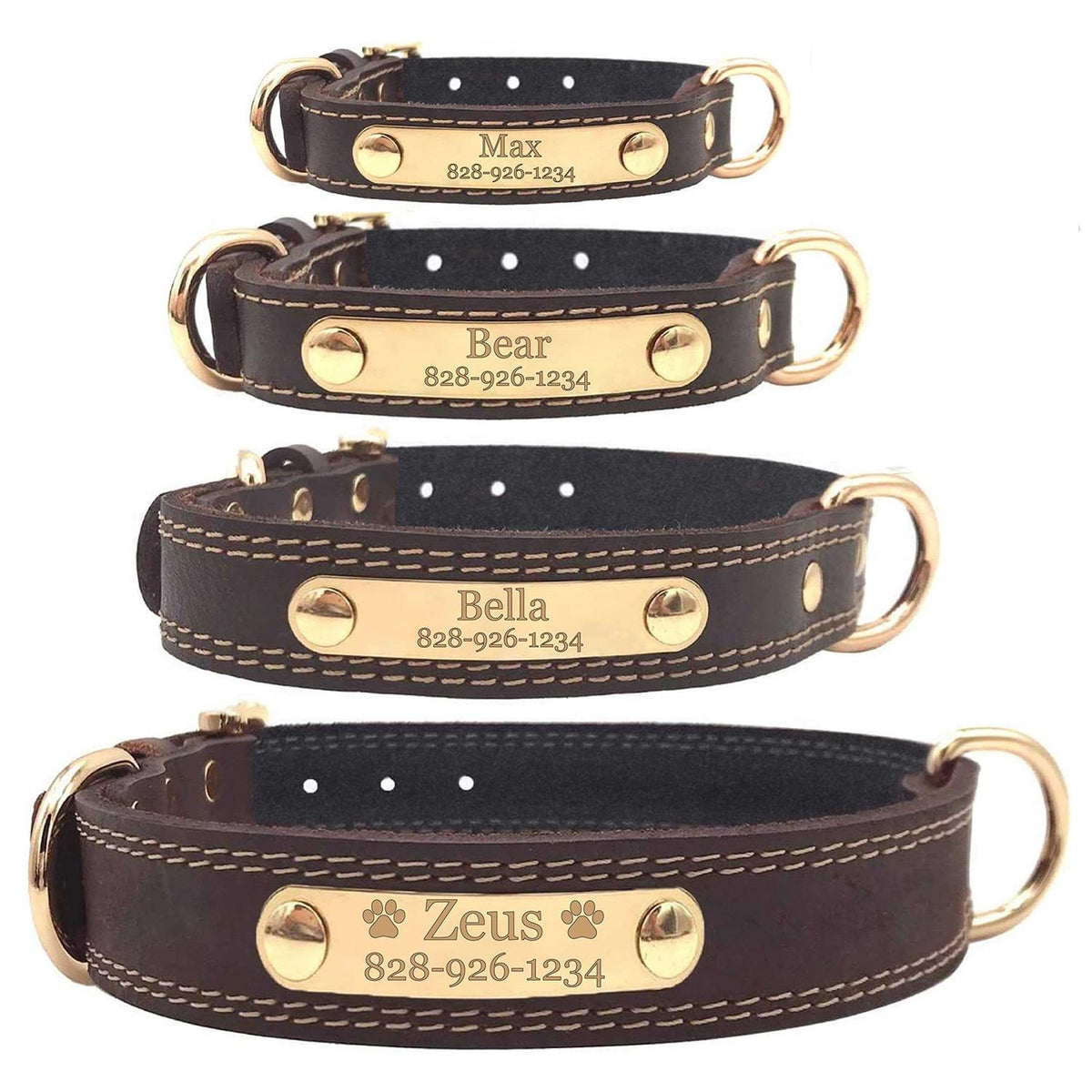 Personalized Engraved Soft Leather Dog Collar D334
