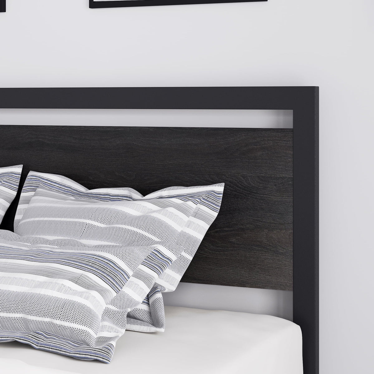 Queen Size Metal Platform Bed Frame with Wooden Headboard Footboard U2878
