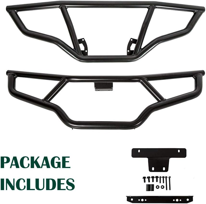 Front and Rear Brush Guard Bumper Set Black 2pcs O65390