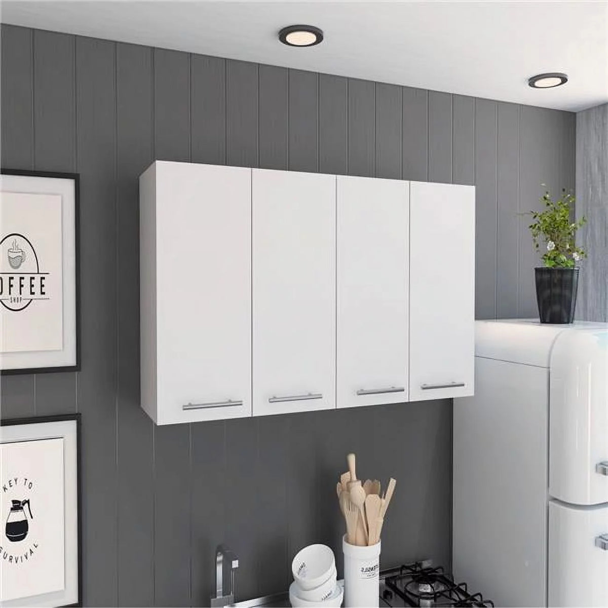 White 120 in. Wall Cabinet A950