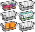 White 6 Pack Stackable Metal Wire Storage Basket with Handles J40177