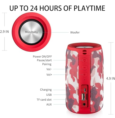 Bluetooth Speaker, Small Portable Speaker, Waterproof, Wireless, Bass, HD Sound, 24H Playtime T257720