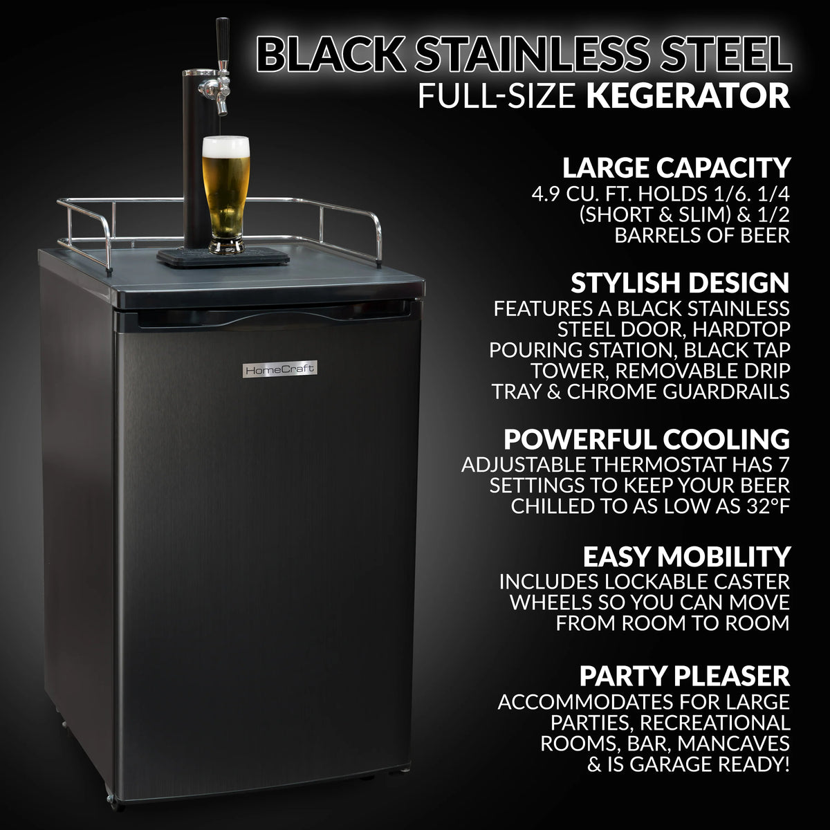 4.9 Cu. Ft. Black Stainless Steel Kegerator Draft Beer Dispenser I801391