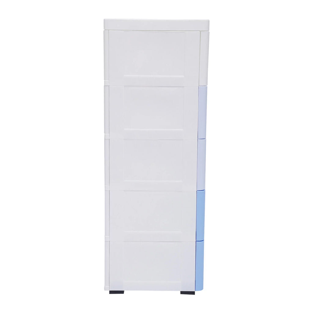 5 Plastic Drawers Dresser with Wheels Gradient Blue G8698