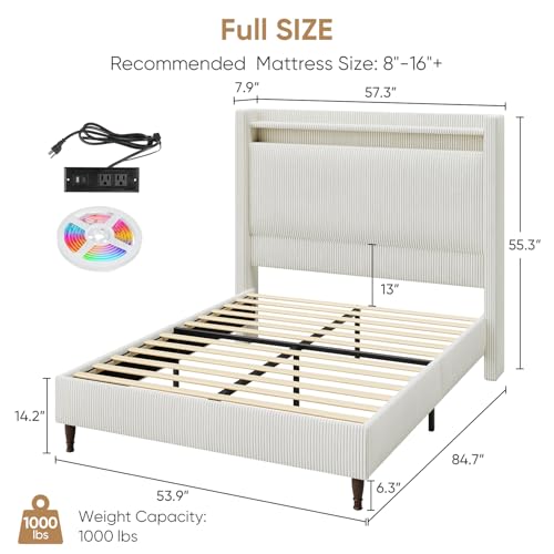 Queen Size Upholstered Platform Bed with Tall Headboard X630