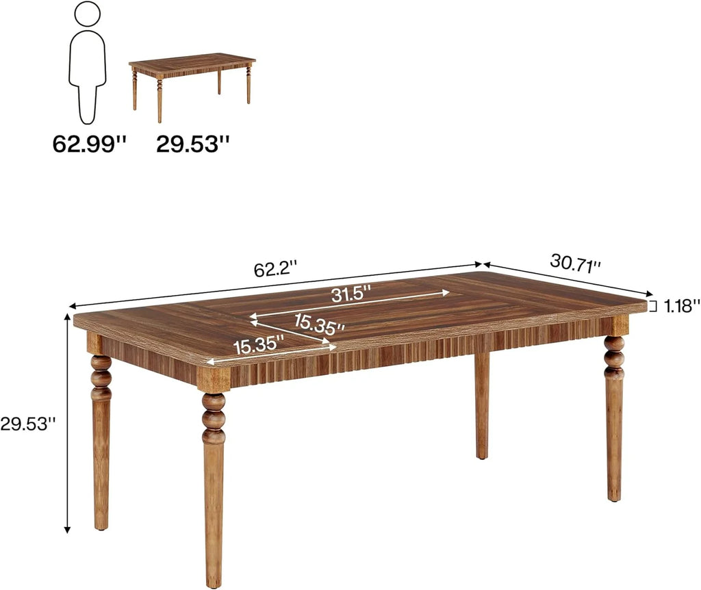 63-Inch Solid Wood Legs Executive Desk, Walnut K204