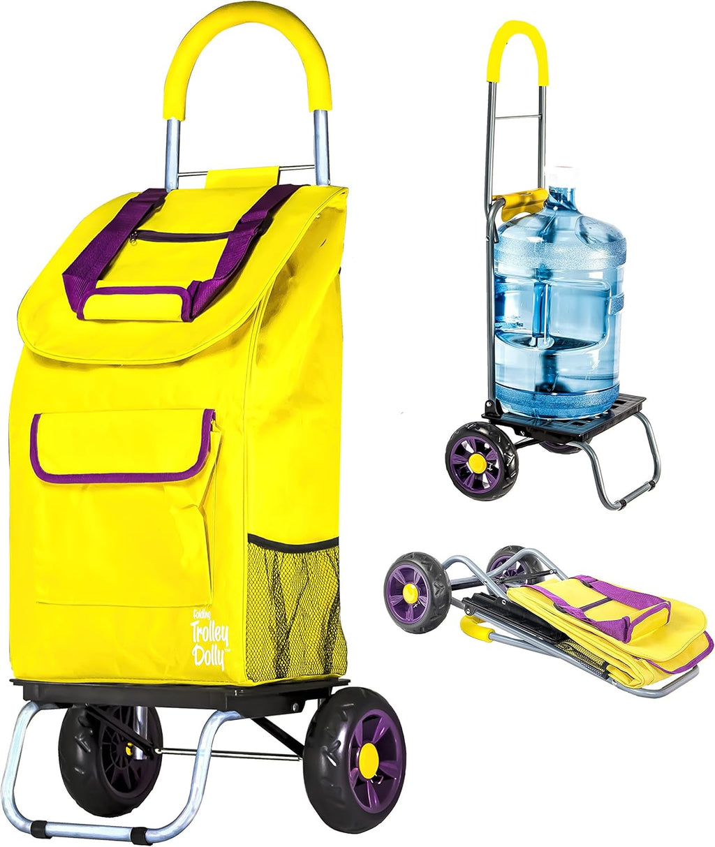 Purple Foldable Shopping Cart with Wheels and Removable Bag X1727