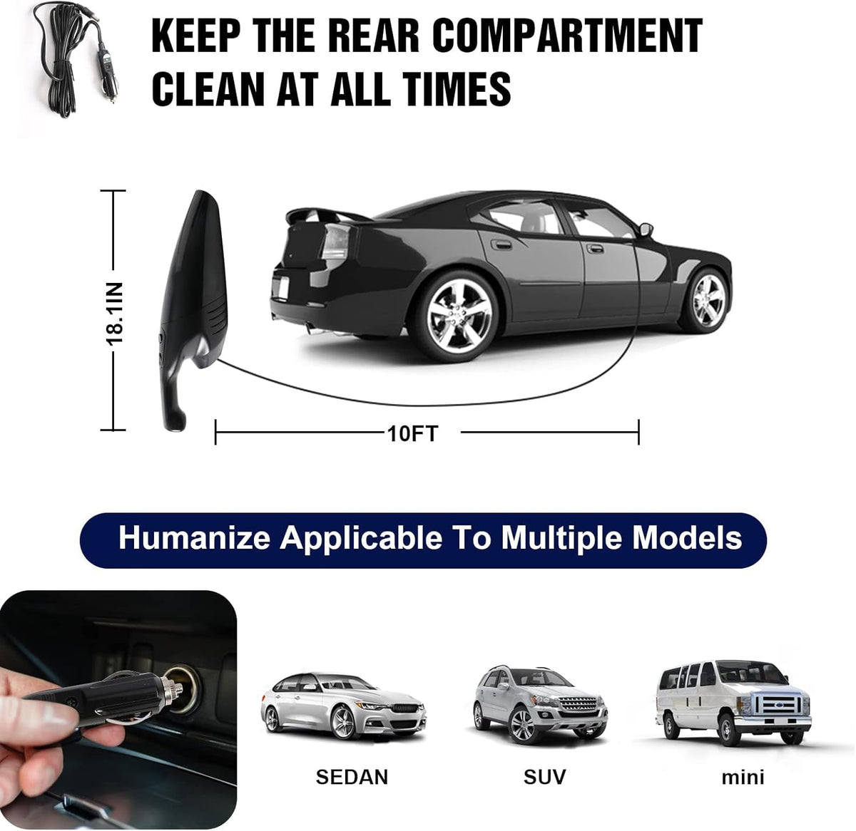 Black 7500Pa Portable Handheld Car Vacuum Pack of 2 L337