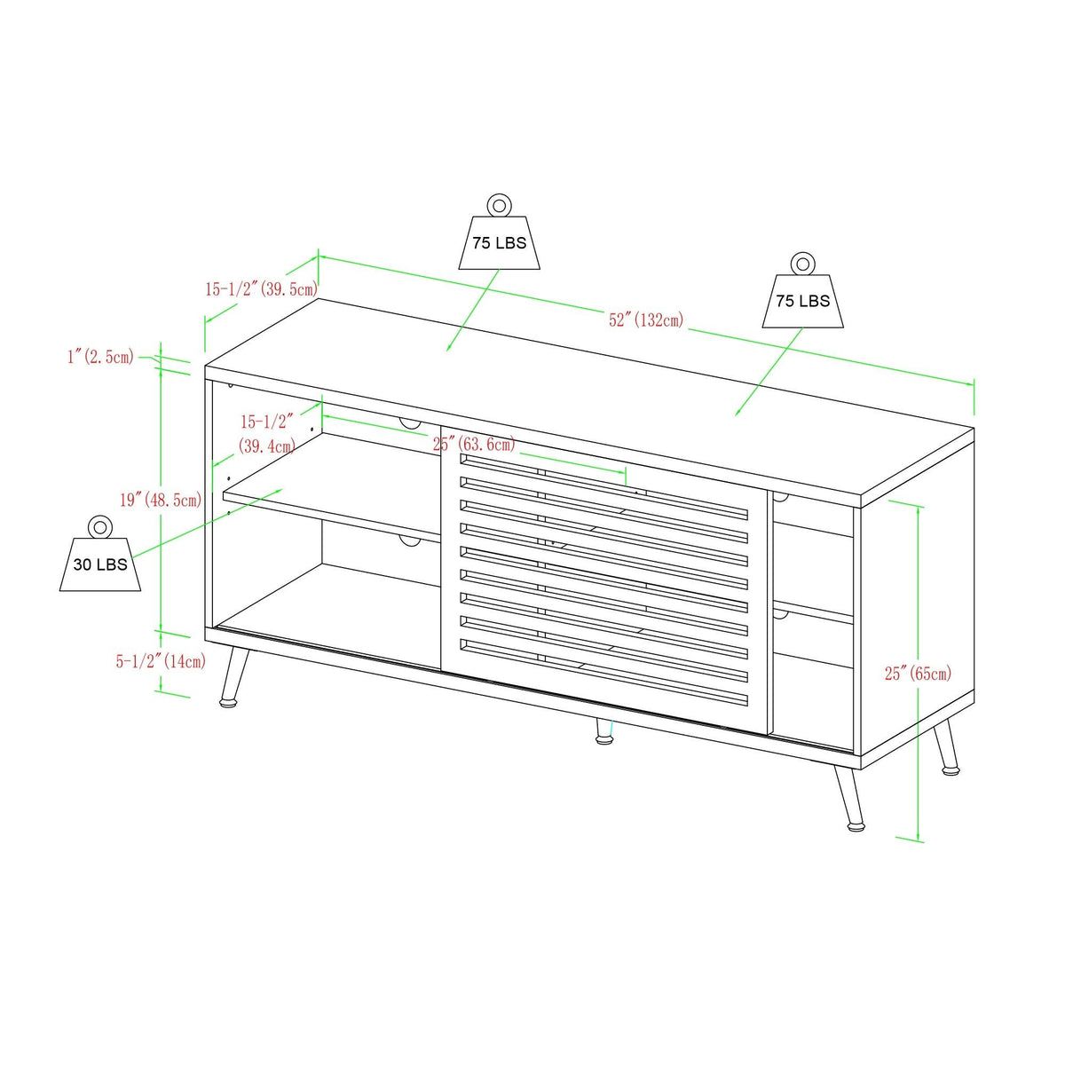 Sliding Door TV Console - Grey Wash B210