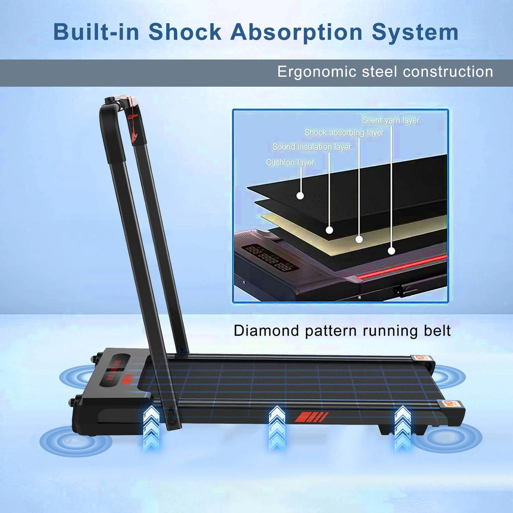 3.5 HP 2 in 1 Folding Treadmill 300lb Capacity Black B957