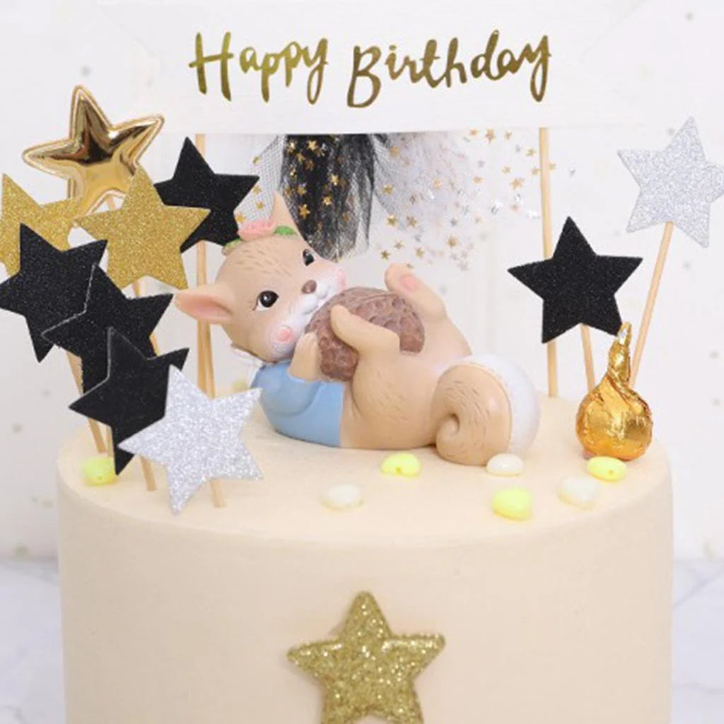 Walnut Mini Resin Squirrel Figures Hand-painted Ornament G81025
