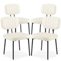 Upholstered Dining Chairs Set of 4 Faux Leather Metal Legs Black L5484