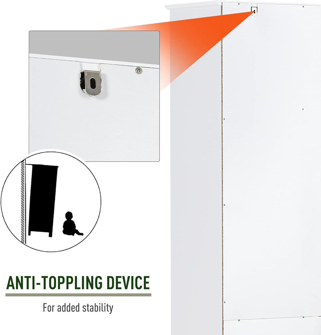 White Tall Bathroom Storage Cabinet with Adjustable Shelves L604