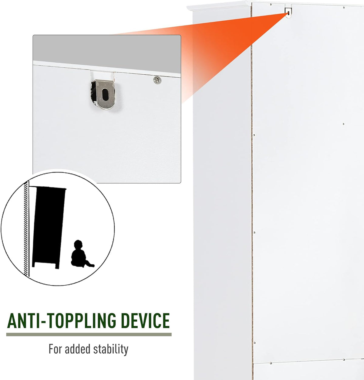 White Tall Bathroom Storage Cabinet with Adjustable Shelves L604