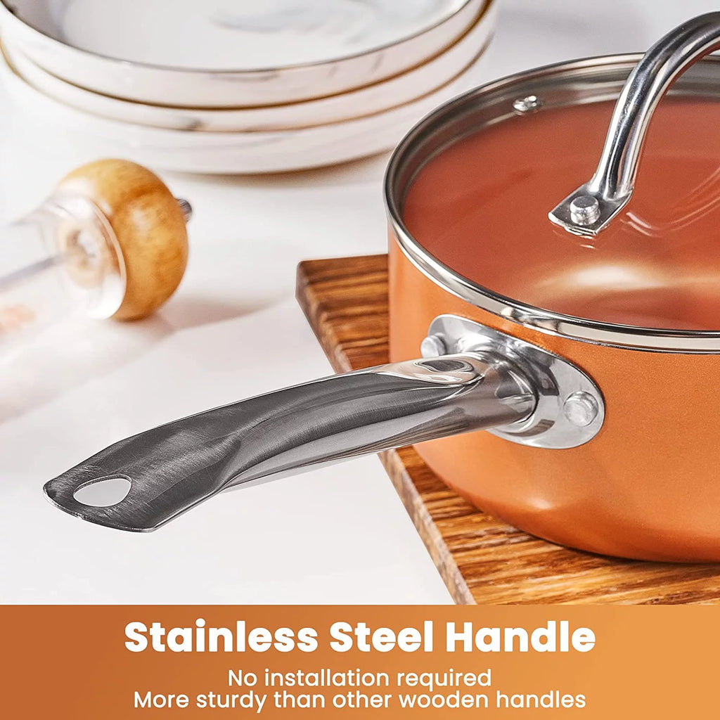 10 Piece Nonstick Ceramic Cookware Set with Stainless Steel Handles I3784