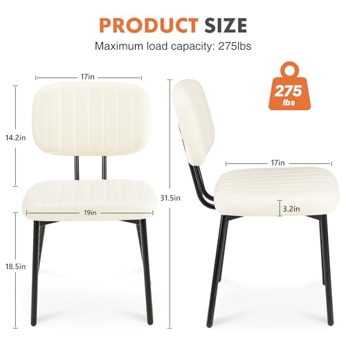 Upholstered Dining Chairs Set of 4 Faux Leather Metal Legs Black L5484